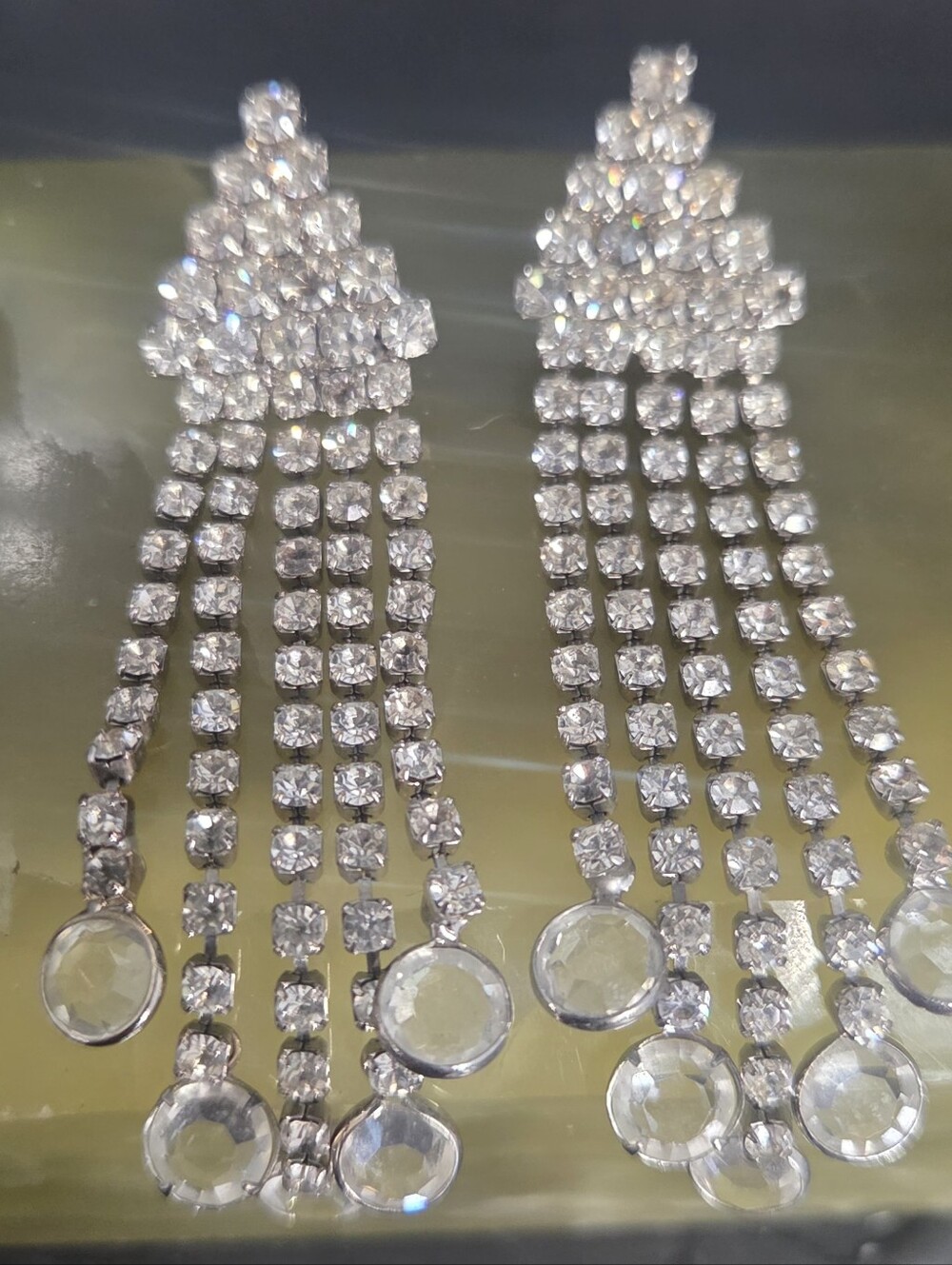 Vintage 1950's rhinestone drop earrings